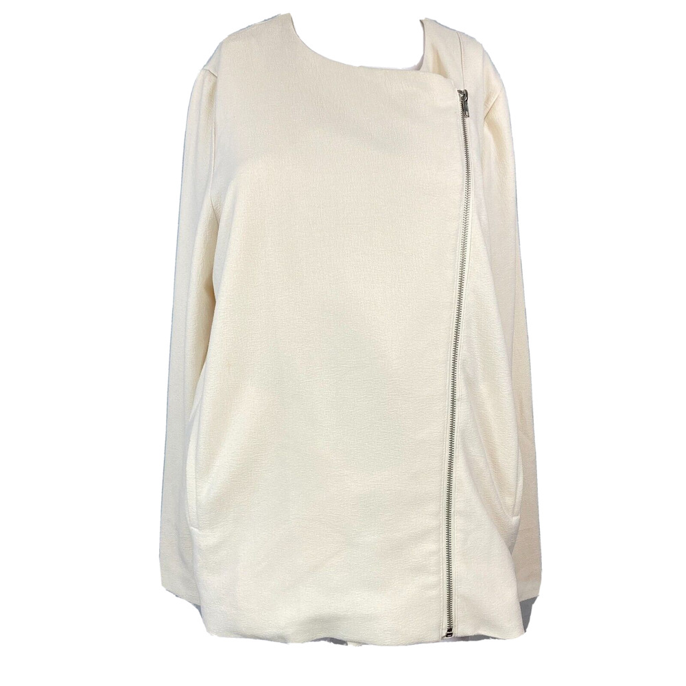 Jack Blazer Jacket Womens Sz S Ivory Cream Side Zip Stretch Pockets